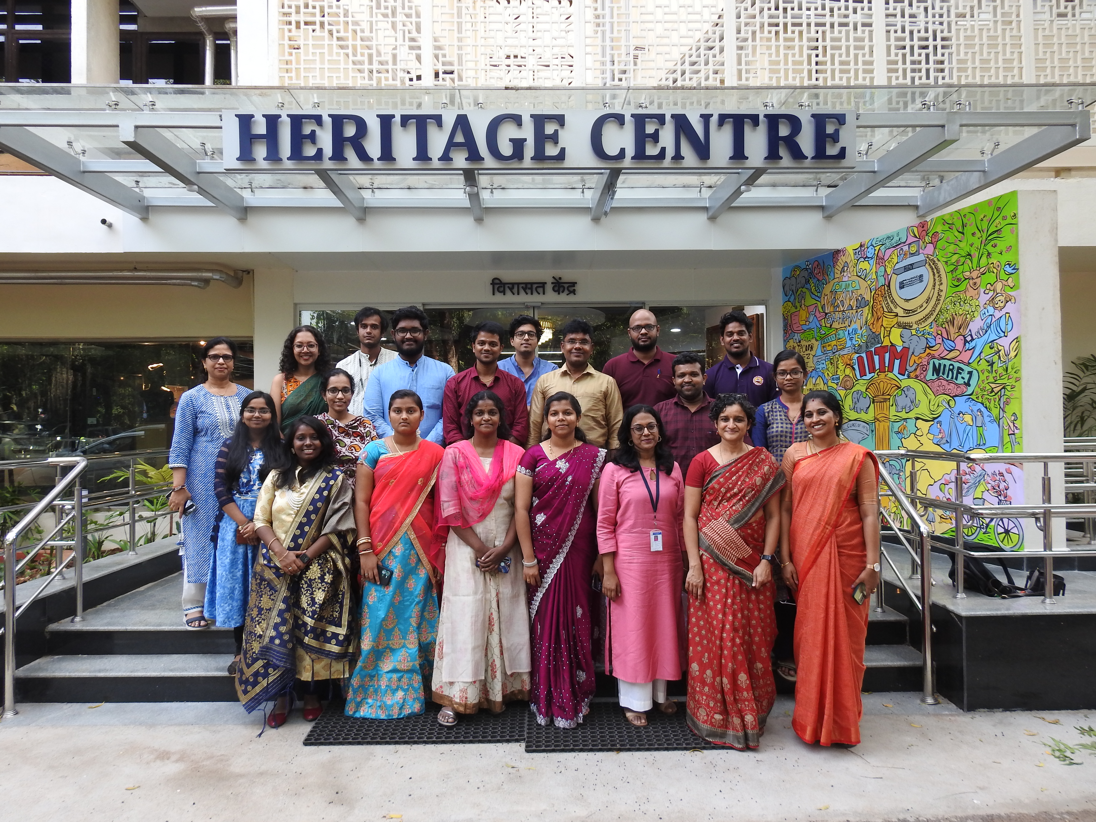 A group photograph outside the Heritage Centre