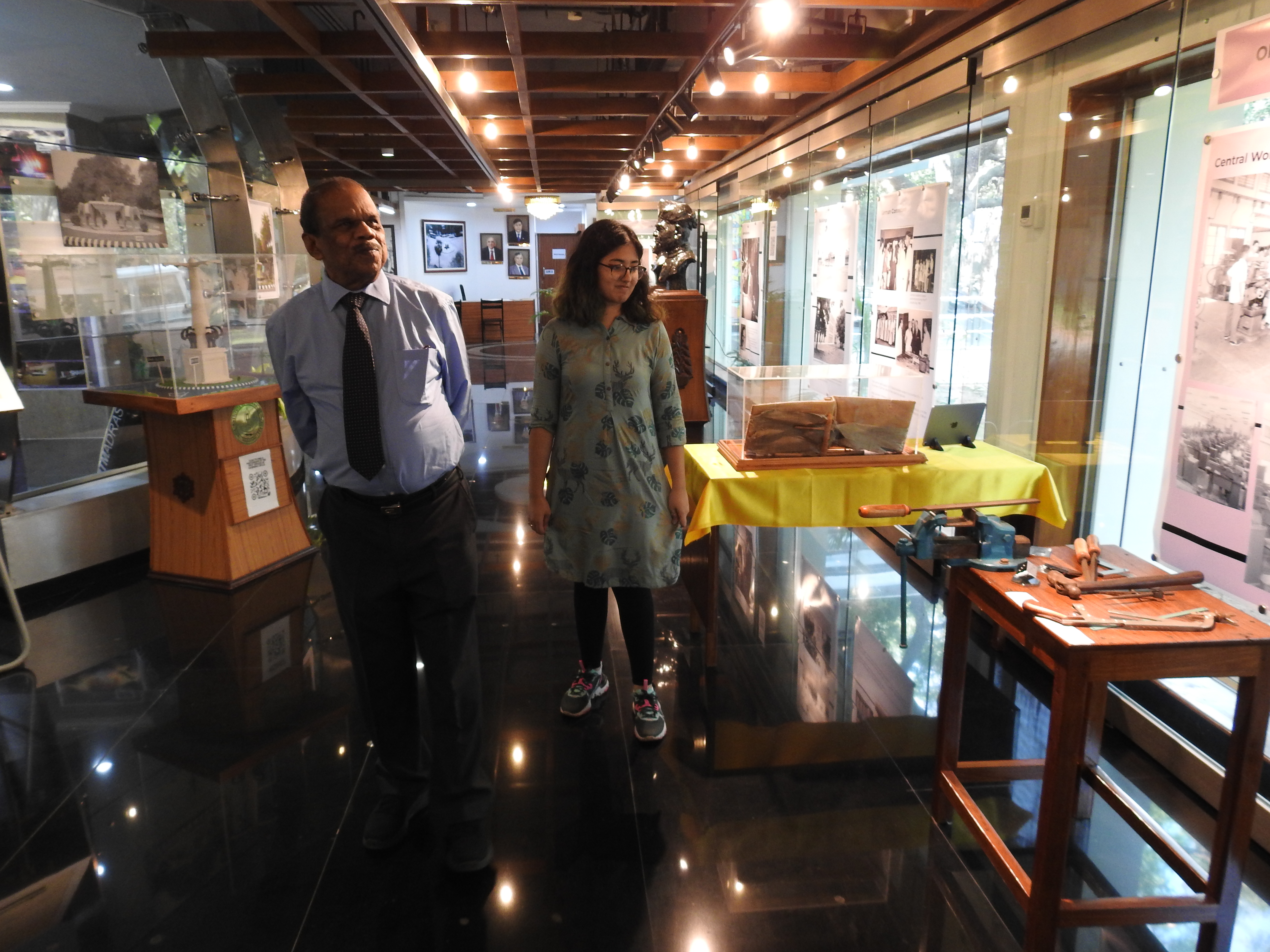 Dr. A. Sivathanu Pillai is guided around the Heritage Centre