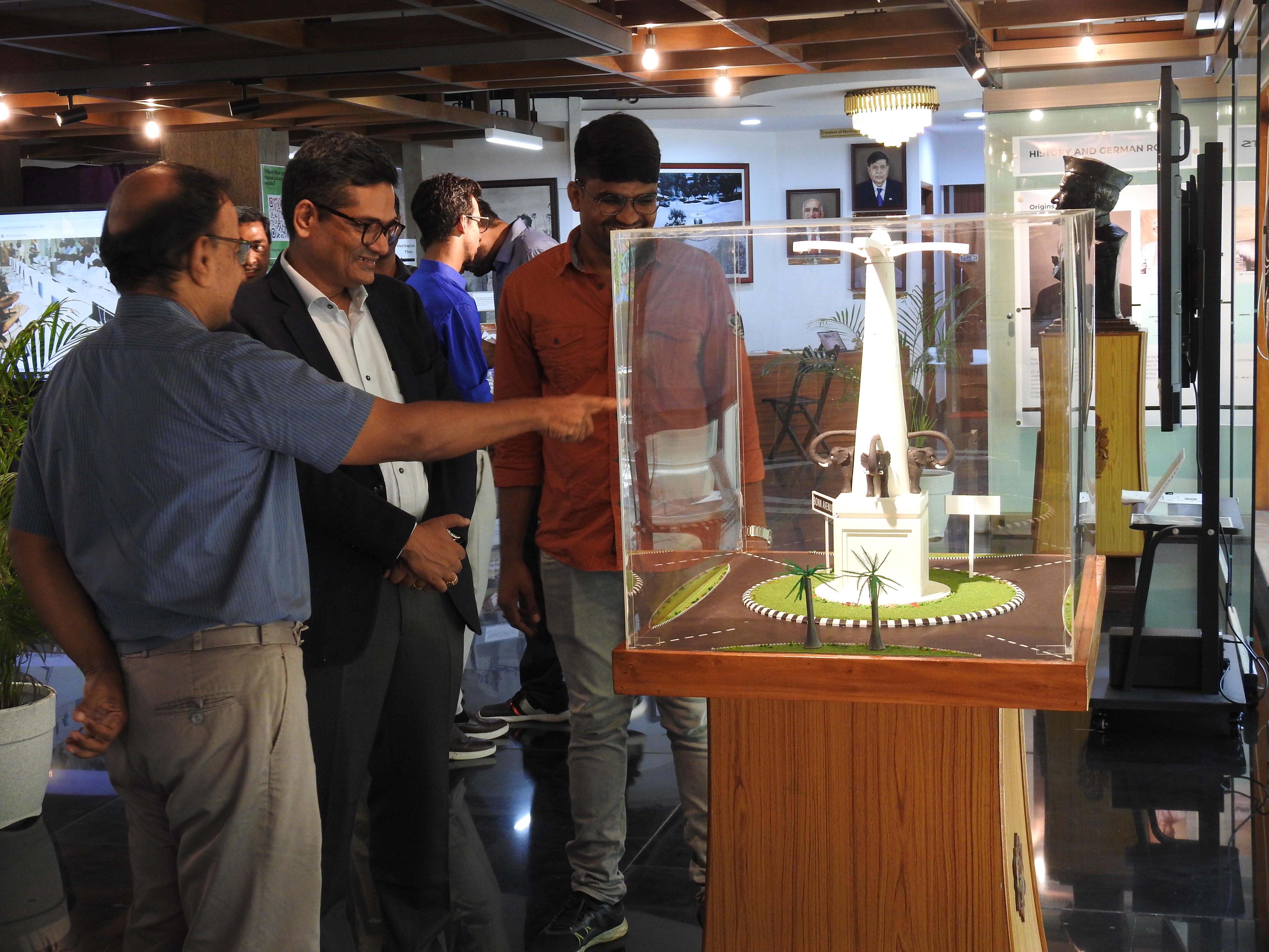 Mr. Krishnakumar Ramanathan takes a look at the model of the Gajendra Circle at the Heritage Centre
