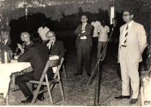 A gentleman addresses the gathering, 1968 