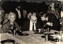 Mrs. Lehnartz and Dr. Emil Lehnartz during dinner, 1968