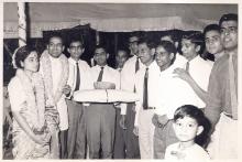 Photograph contributed by Mr. Anand Singh Bawa, founding editor of Campastimes. This photograph was taken during the wedding of Prof. C.V. Seshadri and Ms. Indumathi with second batch students of IIT 