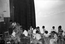 The music quiz in progress at the Central Lecture Theatre, during Mardi Gras ‘83.
