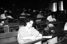 A writing event in progress during Mardi Gras (1983)