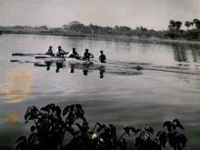 IIT rowing team that won the inter collegiate rowing competition. Contributed by Mr. Monishi Sanyal, alumnus 1969 batch. Another set of rowing photos are available in the Gouri Shankar Collection, alb