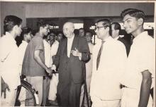 H. E. Theodore Heuss interacts with students during his visit to the Institute on 17th November, 1960