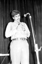 Sharukh Irani participating in an event at the Central Lecture Theatre, 1983