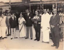 Prof. K. A. V. Pandalai and Mr. K. T. Chandy with guests and students
