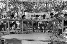 An event in progress at Mardi Gras, 1983, at Shanti Kunj