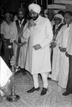 Mr. Giani Zail Singh lights the kuthu vilakku to inaugurate the 20th convocation, 1983