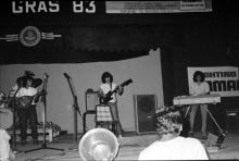 Students participating in a music event during Mardi Gras (1983)