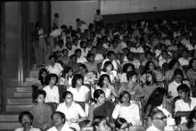 A photograph of the audience at Mardi Gras, 1983