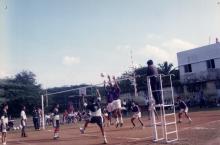 A volleyball match in progress at the 35th Inter-IIT Sports Meet