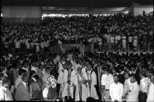 The academic procession enters the hall of the Student Activities Centre, 1983