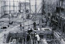 Turbomachines Lab Water Hall: Construction of underground tanks for water turbines (front) and pumps (back)