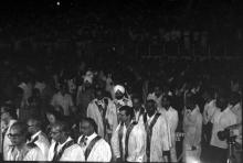 The academic procession enters the hall of the Student Activities Centre, 1983