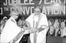 Prof. P. V. Indiresan and Dr. Raja Ramanna at IIT Madras, 1983