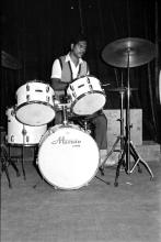 A drummer performing in a music event at Mardi Gras
