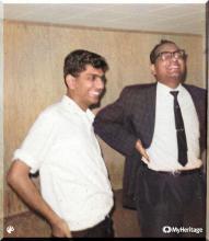 Mr. Vijay Krishna Batra (First batch, Chemical Engineering) with Prof. Reddy (Applied Mechanics) at University of Waterloo, Ontario, Canada during 1968