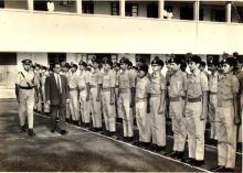 Prof. B. Sengupto inspects the NCC guard of honour on Independence Day, 1967