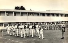 The march-past band in action at Independence Day, 1967