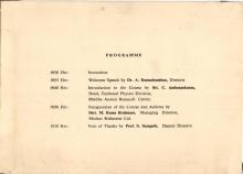 The programme order for the inauguration function of the High Vacuum Technology course, 1968