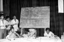 Students participating in an event at Mardi Gras