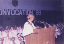 A member of the Senate/Board of Governors addresses the audience 