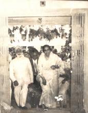 Sardar Ujjal Singh enters Alakananda Hostel along with his wife, Sardarni Sant Sev Ujjal Singh, 1966