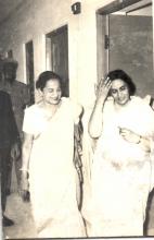 Mrs. Shanti Sengupto and Sardarni Sant Sev Ujjal Singh at Alakananda Hostel, 1966