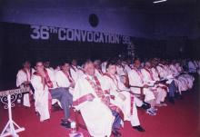 Senate members on the dais at the 36th Convocation
