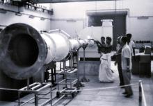 Turbomachines Lab Air Hall: Pooja at the testbed for calibration of flow tubes