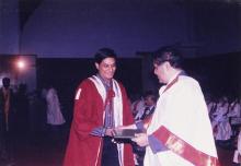 A student receives his degree from the Director, Prof. R. Natarajan