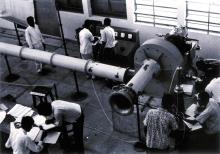 Turbomachine Lab Air Hall: Students testing a radial-flow blower