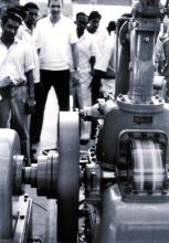 Turbomachines Lab Water Hall: Pelton turbine test by Dr. Kirmse and students