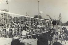 A volleyball match in progress 