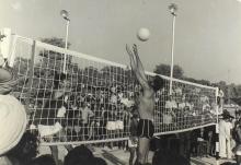 A volleyball match in progress 