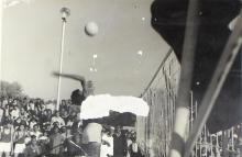 A volleyball match in progress at the 13th Inter IIT Sports Meet