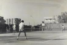 A tennis match in progress 