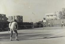 A tennis match in progress