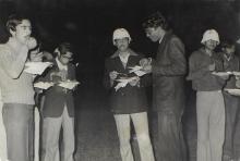 Participants of the 13th Inter IIT Sports Meet enjoying refreshments