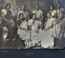 Graduation photograph of Mrs. Shanti Sengupto and her sister Mrs. Maya and friends in 1932