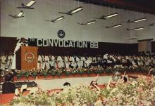 Mr. A. L. Mudaliar addresses the audience during the 25th Convocation, 1988