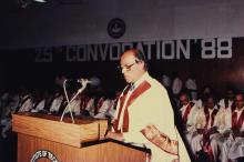 Prof. L. S. Srinath delivers a speech during the 25th Convocation, 1988