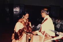 Prof. L. S. Srinath presents a degree to a graduand, 1988