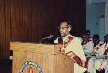 Mr. V. Shanmugam addresses the audience during the 25th Convocation of IIT Madras, 1988