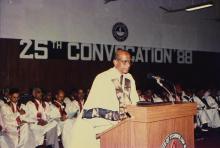 Dr. V. S. Arunachalam addresses the audience during the 25th Convocation, 1988