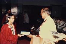 Prof. L. S. Srinath presents a degree to a graduand, 1988