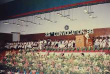 Prof. L. S. Srinath delivers a speech during the 25th Convocation, 1988