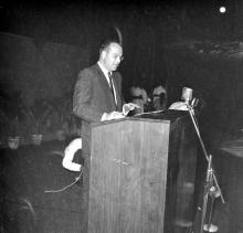 Prof. N. Klein addresses the audience during the Fourth Institute Day, 1963